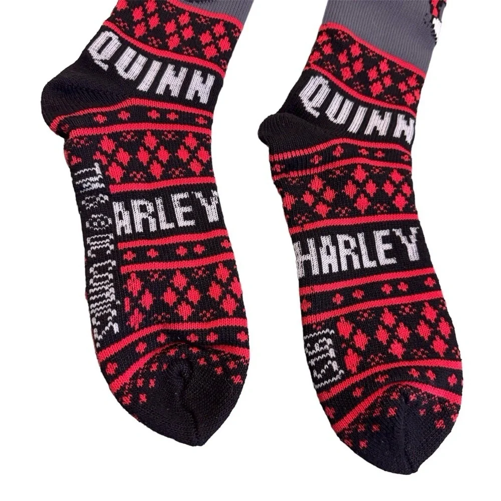 DC Comics Harley Quinn Socks in Red Gray Black OS